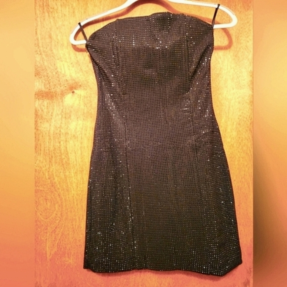 Black Strapless Sequin bling Dress Small